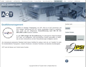 Homepage AOT System GmbH